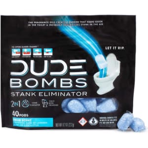 Dude Bombs Deodorizing Toilet Freshener 40-Pack for $13 Dude Bombs Deodorizing Toilet Freshener 40-Pack for $13