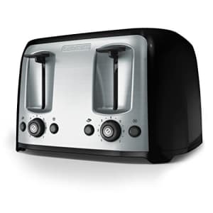 Black + Decker BLACK+DECKER 4-Slice Toaster, Classic Oval, Black with Stainless Steel Accents, TR1478BD for $40