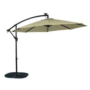 Living Accents 10-Foot Solar LED Tiltable Offset Umbrella for $100 Living Accents 10-Foot Solar LED Tiltable Offset Umbrella for $100