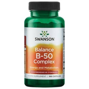 Swanson B-50 B-Complex Vitamins Energy Cardio Stress Metabolism Support 100 Capsules (Caps) for $12