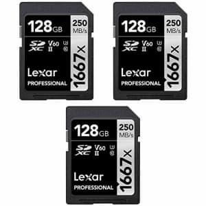 Lexar LSD128CBNA1667 Professional SDHC/SDXC 1667x UHS-II 128GB Memory Card (3-Pack) for $120