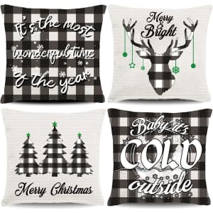 Hajack Christmas Pillow Cover 4-Pack for $7 Hajack Christmas Pillow Cover 4-Pack for $7