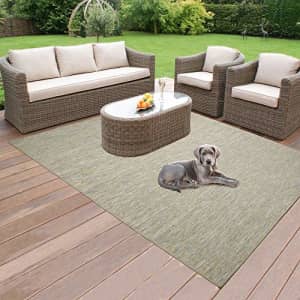 Ottomanson Sundance Collection Reversible Indoor & Outdoor Solid Design Area Rug, 5'3" x 7', Green for $81 Ottomanson Sundance Collection Reversible Indoor & Outdoor Solid Design Area Rug, 5'3" x 7', Green for $81