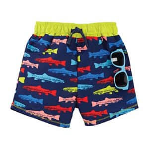 Mud Pie Boys Fish Swim Trunks with Sunglasses, Blue, 12-18 Months for $25
