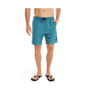 Nautica mens 8" Solid Quick-dry Short Swim Trunks, Rich Teal, Small US for $37