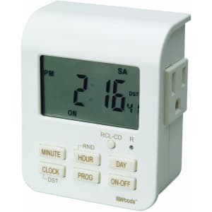 Woods 2-Outlet Indoor 7-Day Digital Plug-In Timer for $13 Woods 2-Outlet Indoor 7-Day Digital Plug-In Timer for $13