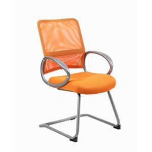 Boss Office Products Mesh Back Guest Chair with Pewter Finish in Orange for $160