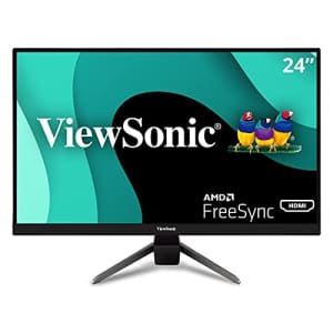 ViewSonic VX2467-MHD 24 Inch 1080p Gaming Monitor with 75Hz, 1ms, Ultra-Thin Bezels, FreeSync, Eye for $170