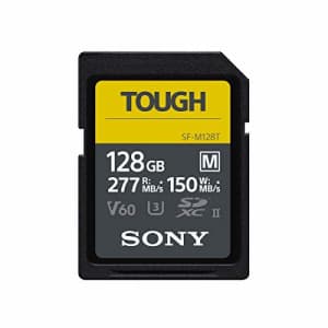 Sony TOUGH-M series SDXC UHS-II Card 128GB, V60, CL10, U3, Max R277MB/S, W150MB/S (SF-M128T/T1) for $68