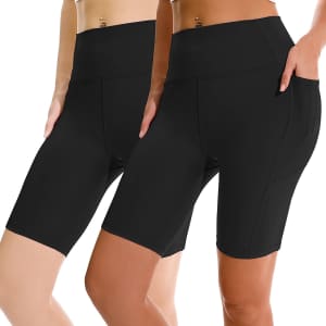 Apexup Women's High Waist Yoga Shorts with Pockets 2-Pack for $14 w/ Prime