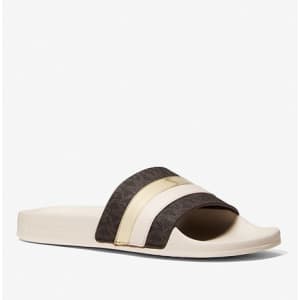 Michael Michael Kors Women's Brandy Metallic Logo Slides for $39 Michael Michael Kors Women's Brandy Metallic Logo Slides for $39