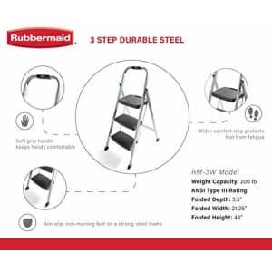 Rubbermaid RM-3W 3-Step Stool Ladder, Silver for $129 Rubbermaid RM-3W 3-Step Stool Ladder, Silver for $129