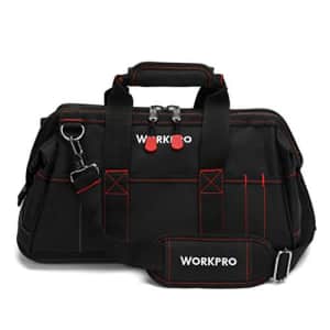 WORKPRO 16-inch Close Top Wide Mouth Tool Storage Bag with Water Proof Rubber Base, W081022A, 16" for $17