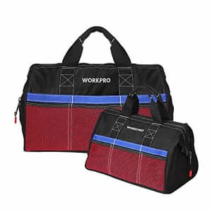 WORKPRO Tool Bag, 13-inch & 18-inch Tool Storage Bag, Zip-Top Wide Mouth Tool Tote Bag for $30
