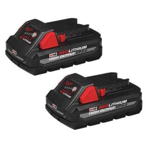 Milwaukee M18 RedLithium CP3.0 Lithium-Ion High Output Battery 2-Pack for $129
