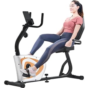 Merax Indoor Recumbent Exercise Bike Stationary Cycling Bike with Bluetooth, 8Level Magnetic for $150