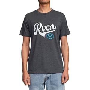 RVCA Men's Premium Red Stitch Short Sleeve Graphic Tee Shirt, Script HEX/Black, Small for $22