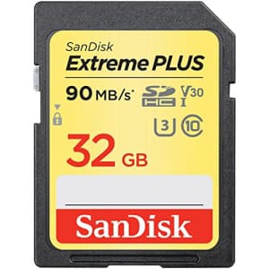 SanDisk Extreme PLUS 32GB SDHC UHS-I/V30/U3/Class 10 Card - Up to 90MB/s Read & 60MB/s Write Speed for $17