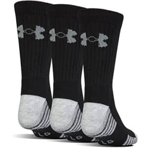 Under Armour Adult Heatgear Tech Crew Socks, 3-Pairs, Black, Medium for $17