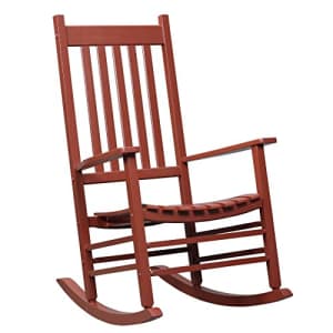 Outsunny Outdoor Rocking Chair, Wooden Rustic High Back All Weather Rocker, Slatted for Indoor, for $133