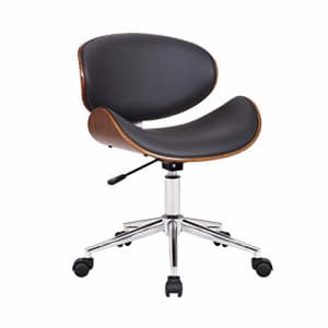 Armen Living Daphne Modern Office Chair in Chrome Finish with Gray Faux Leather and Walnut Veneer for $141 Armen Living Daphne Modern Office Chair in Chrome Finish with Gray Faux Leather and Walnut Veneer for $141