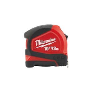 Milwaukee 48226602 LED Tape Measure 3m/10ft (Width 12mm), Red for $34