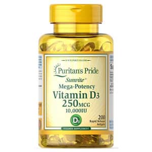 Puritan's Pride Vitamin D3 250 mcg (10,000 IU)-200 Softgels for $11