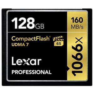 Lexar Professional 1066x 128GB VPG-65 CompactFlash card (Up to 160MB/s Read) LCF128CRBNA1066 for $149 Lexar Professional 1066x 128GB VPG-65 CompactFlash card (Up to 160MB/s Read) LCF128CRBNA1066 for $149