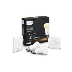 Philips Hue White Ambiance Smart Bulb Starter Kit (2 A19 Bulbs 1 Hub and 1 Dimmer Switch Works with for $100 Philips Hue White Ambiance Smart Bulb Starter Kit (2 A19 Bulbs 1 Hub and 1 Dimmer Switch Works with for $100