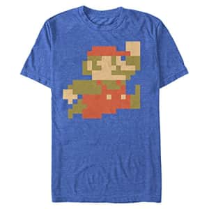 Nintendo Men's Big Little M T-Shirt, Royal Blue Heather, Small for $11