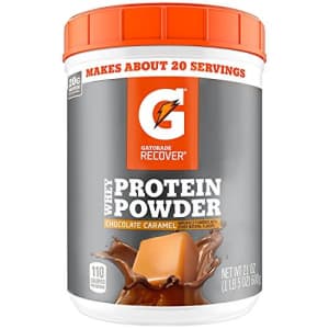 Gatorade Whey Protein Powder, Chocolate Caramel, 21 Ounce (20 servings per canister, 20 grams of for $39 Gatorade Whey Protein Powder, Chocolate Caramel, 21 Ounce (20 servings per canister, 20 grams of for $39