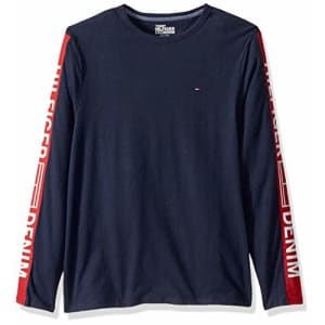 Tommy Hilfiger Men's THD Long Sleeve Logo T Shirt, Navy, X-Small for $17