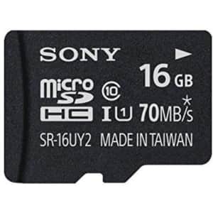 Sony 16GB Class 10 UHS-1 Micro SDHC up to 70MB/s Memory Card (SR16UY2A/TQ)[NEWEST VERSION] for $25