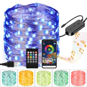 33ft. 100-LED Bluetooth Color-Changing USB Lights w/ Remote for $13 33ft. 100-LED Bluetooth Color-Changing USB Lights w/ Remote for $13