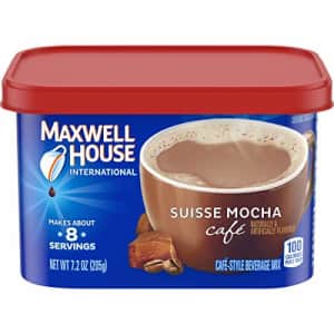 Maxwell House International Cafe Suisse Mocha Instant Coffee (7.2 oz Canisters, Pack of 4) for $20 Maxwell House International Cafe Suisse Mocha Instant Coffee (7.2 oz Canisters, Pack of 4) for $20
