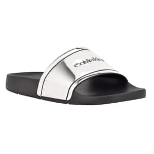 Calvin Klein Women's Allen Metallic Pool Slides for $20 Calvin Klein Women's Allen Metallic Pool Slides for $20