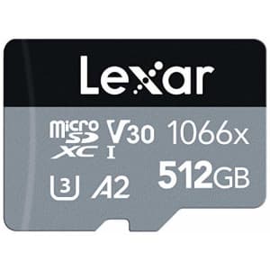 Lexar Professional 1066x 512GB microSDXC UHS-I Card w/SD Adapter Silver Series (LMS1066512G-BNANU) for $83