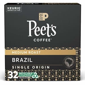 Peet's Peets Coffee Single Origin Brazil K-Cup Coffee Pods for Keurig Brewers, Medium Roast, 32 Pods for $44