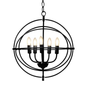 Costway 20" Metal Chandelier Light with Pivoting Interlocking Rings for $35
