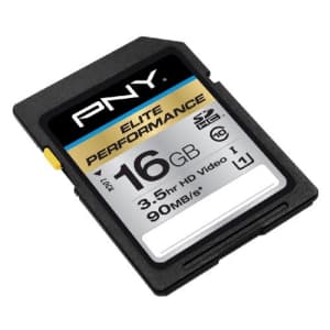 PNY Elite Performance 16GB High Speed SDHC Class 10 UHS-1 Up to 90MB/sec Flash Card - P-SDH16U1H-GE for $10