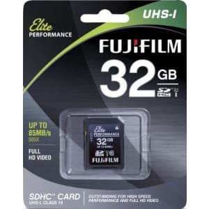Fujifilm Elite 32GB SDHC Class 10 UHS-1 Flash Memory Card 600x / 90MB/s for $29 Fujifilm Elite 32GB SDHC Class 10 UHS-1 Flash Memory Card 600x / 90MB/s for $29
