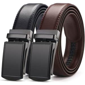 West Leathers Men's Leather Belt 2-Pack for $21