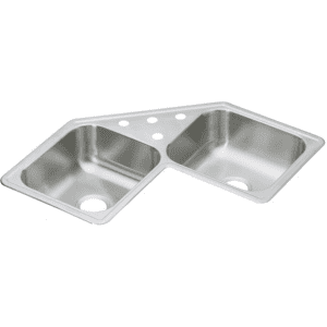 Elkay Dayton Stainless Steel 4-Hole Corner Sink for $211 Elkay Dayton Stainless Steel 4-Hole Corner Sink for $211