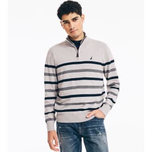Nautica Men's Navtech Striped Quarter-Zip Sweater for $16 Nautica Men's Navtech Striped Quarter-Zip Sweater for $16