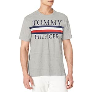 Tommy Hilfiger Men's Graphic Stripe T Shirt, Grey Heather, S for $24