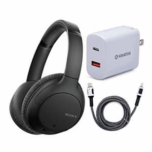 Sony WHCH710N Wireless Bluetooth Noise Canceling Over-The-Ear Headphones (Black) with Kratos 18W PD for $178