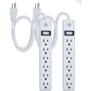 GE 2-Foot 6-Outlet Power Strip 2-Pack for $11