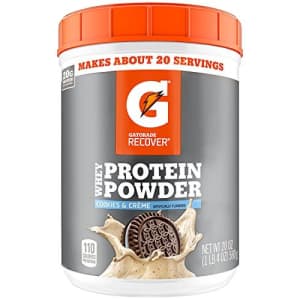 Gatorade Whey Protein Powder, Cookies & Crme, 22.4 Ounce (20 servings per canister, 20 grams of for $20 Gatorade Whey Protein Powder, Cookies & Crme, 22.4 Ounce (20 servings per canister, 20 grams of for $20