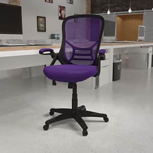 Flash Furniture High Back Purple Mesh Ergonomic Swivel Office Chair with Black Frame and Flip-up for $130