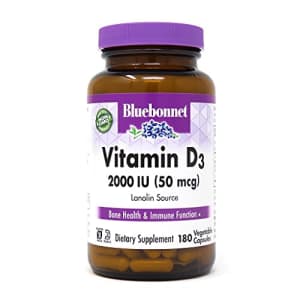 Bluebonnet Nutrition Vitamin D3 2000 IU Vegetable Capsule, Aid in Muscle and Skeletal Growth, for $20